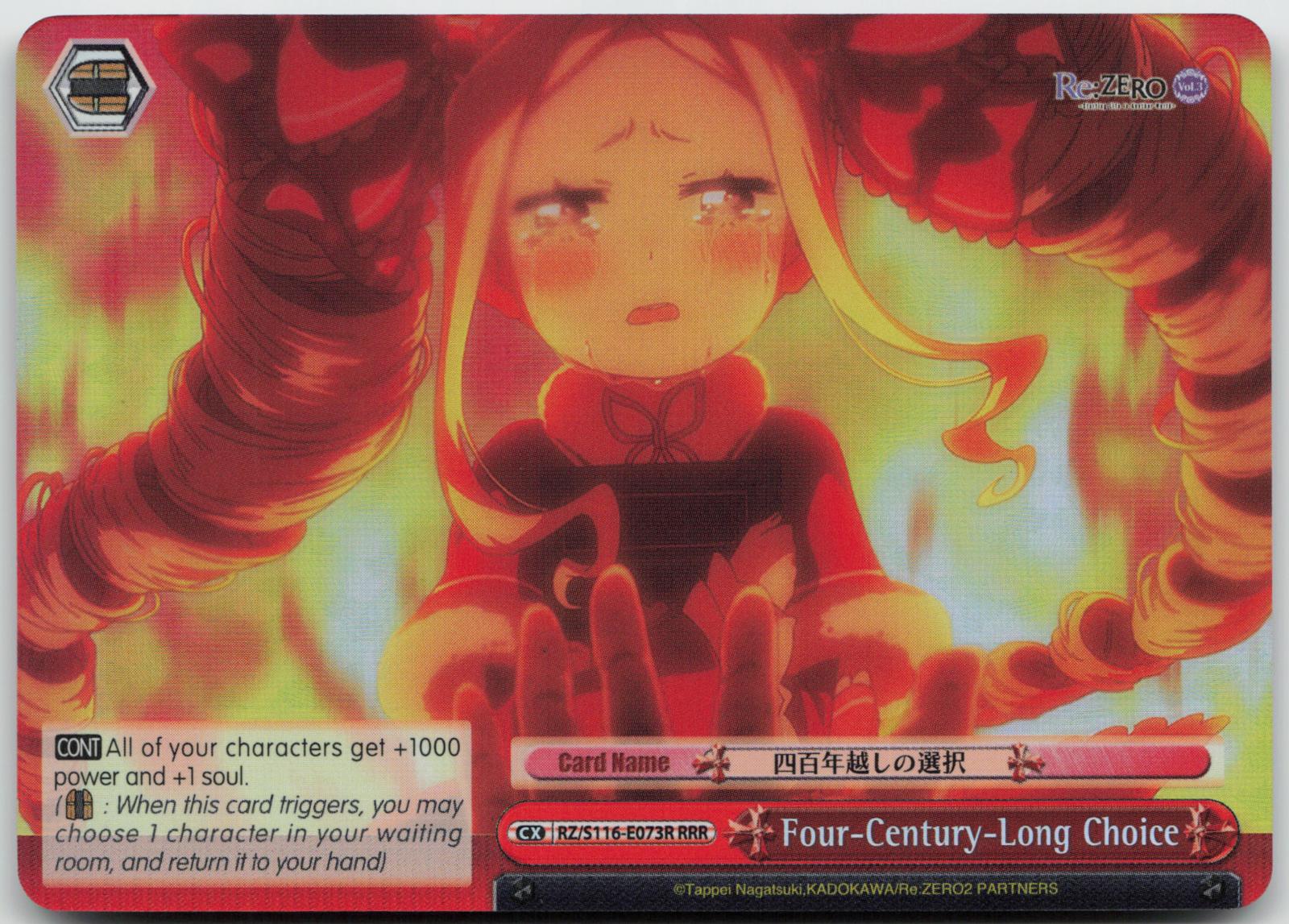 Four-Century-Long Choice (RRR) RZ/S116-E073R Re:ZERO Vol.3 NM